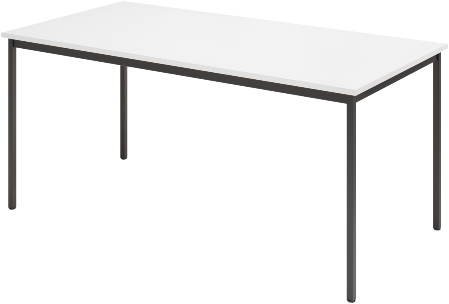 bümö Tisch, Multifunktionstisch 160 x 80 cm in Weiß/Schwarz - Besprechungstisch, Konferenztisch, Meetingtisch, Mehrzwecktisch, Pausentisch, Besprechungsraum, Meetingraum, Pausenraum, VS16-W-D Bild 1