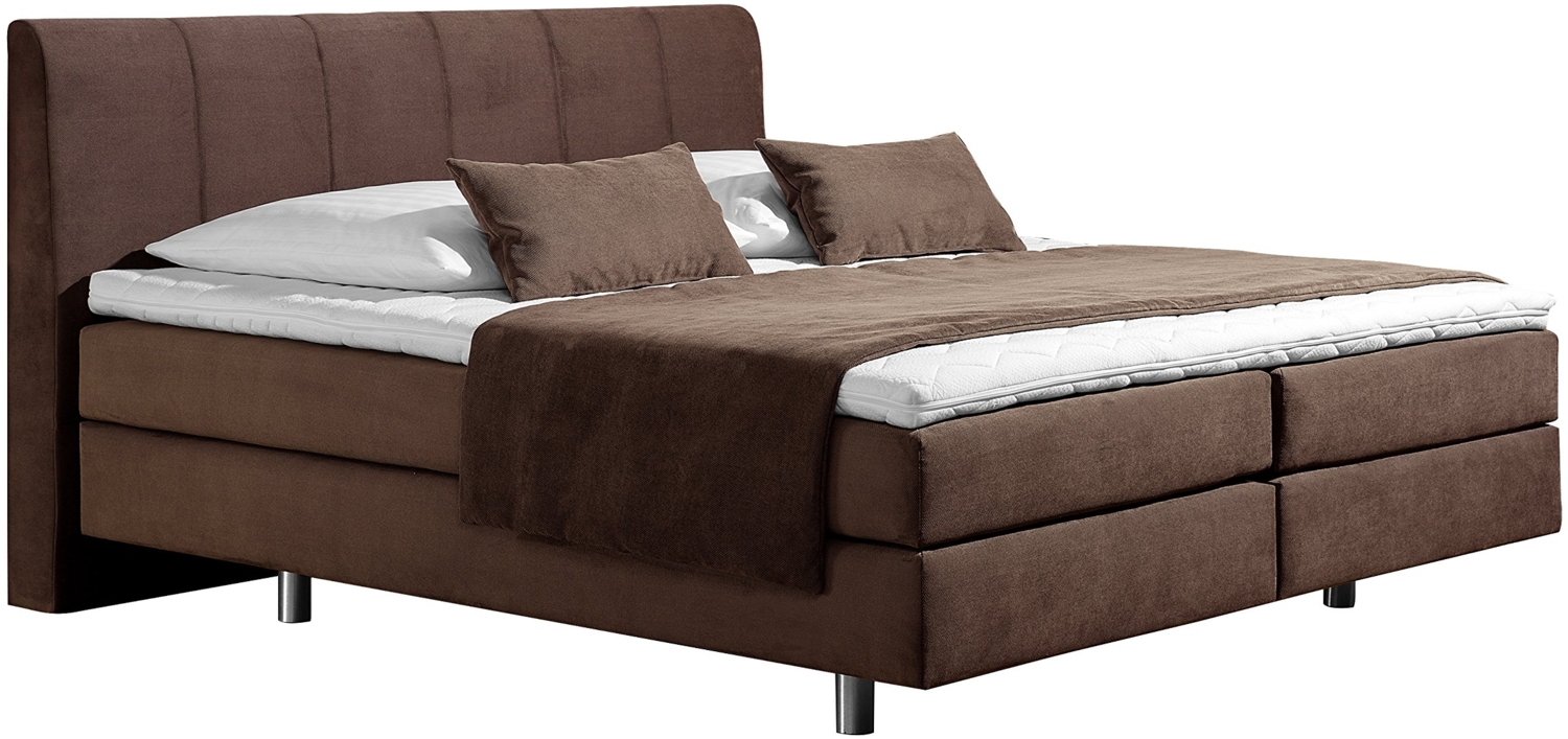 Maintal Boxspringbett Montepellier, 180 x 200 cm, Strukturstoff, Bonellfederkern Matratze h2, choco Bild 1