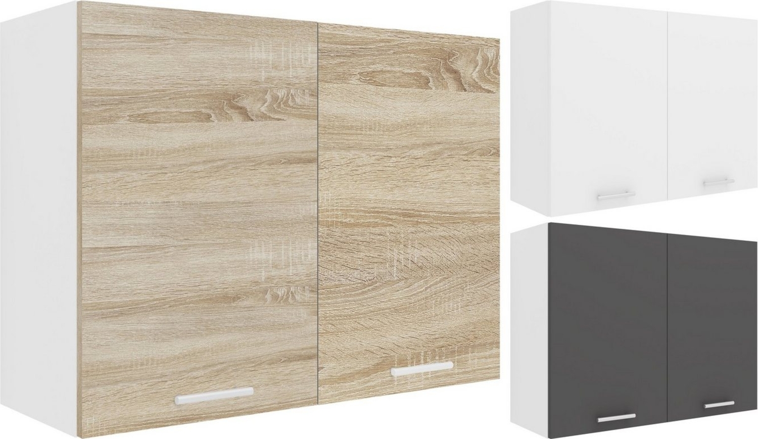 VCM Küchenschrank Breite 80 cm Holztür Hängeschrank Küche Küchenmöbel Esilo Weiß/Anthrazit Bild 1