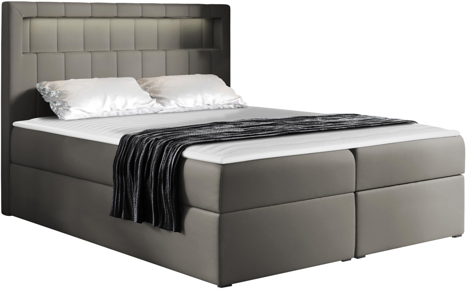 Boxspringbett Snap, Grau, 160 x 200 cm Bild 1