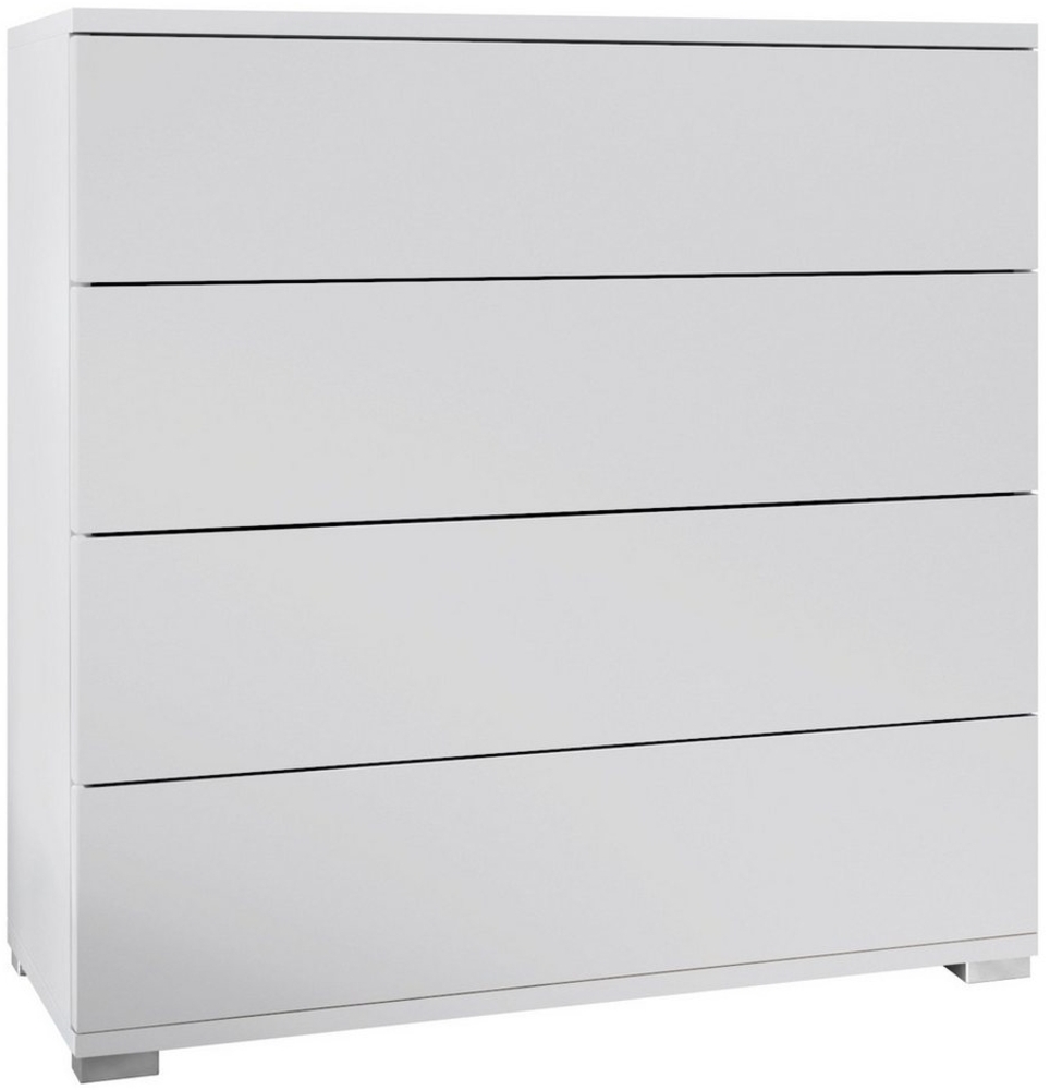 Vladon Kommode Pavos V3 (Sideboard, mit 4 Schubladen), Weiß matt/Weiß matt (76 x 76 x 35 cm) Bild 1