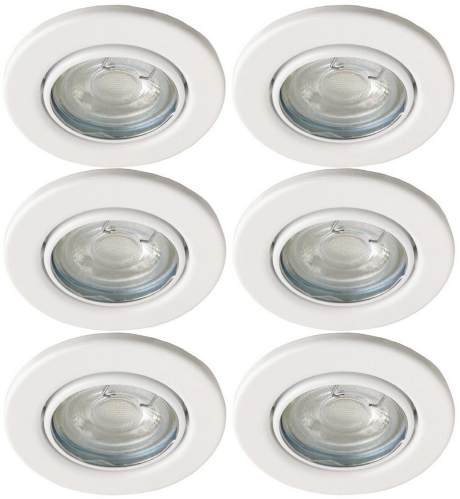 TRANGO LED Einbauleuchte, 3-Stufen dimmbar, 6er Set LED Einbaustrahler 6729-066MO6KSD in Weiß Rund incl. 3-Stufen dimmbar Ultra Flach LED Modul, 6000K Tageslicht (kalt-weiss), Deckenspot, Einbauspot, Deckenleuchte Bild 1