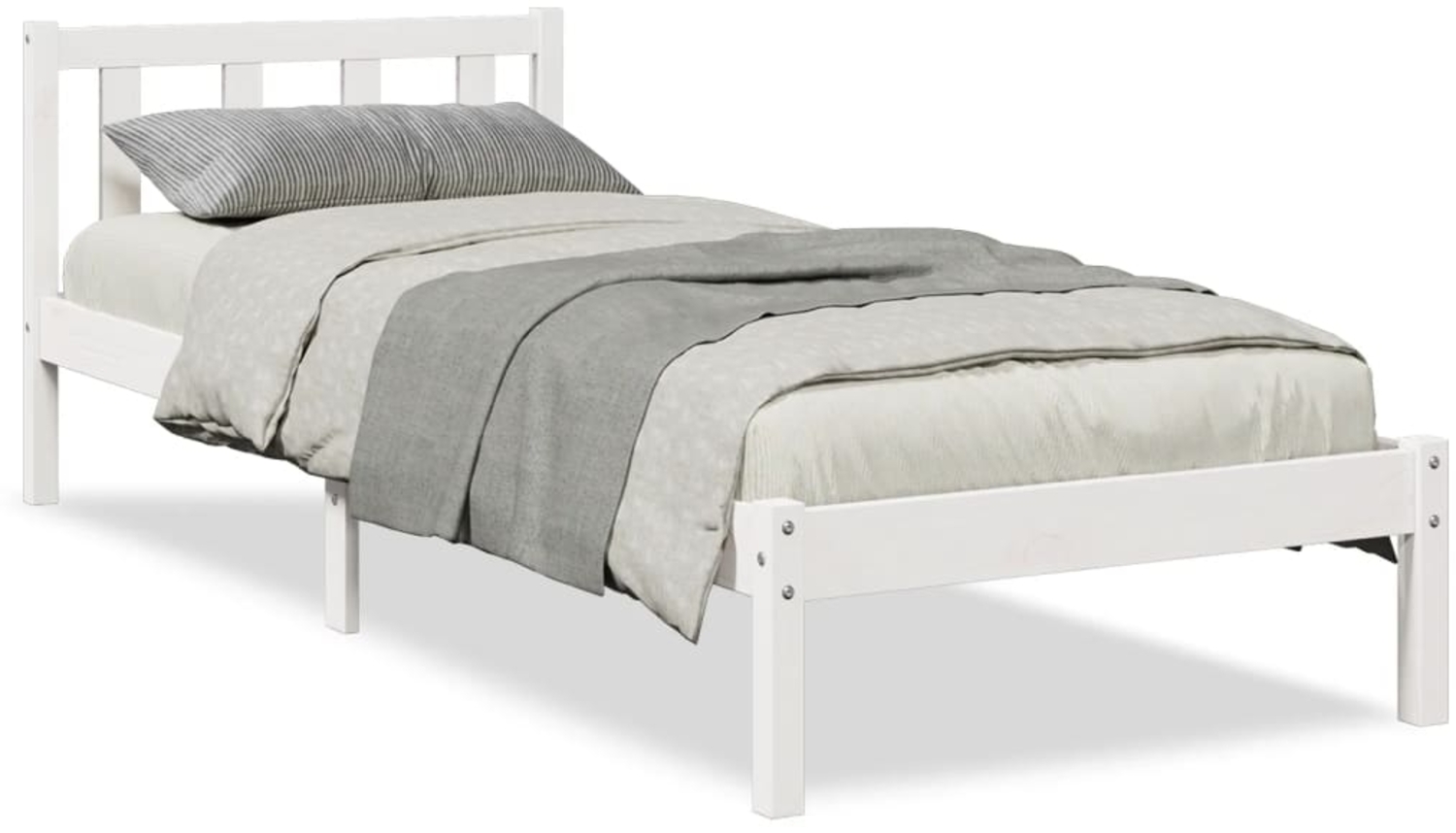 vidaXL Massivholzbett Extra Lang ohne Matratze Weiß 80x220 Kiefernholz 852443 Bild 1