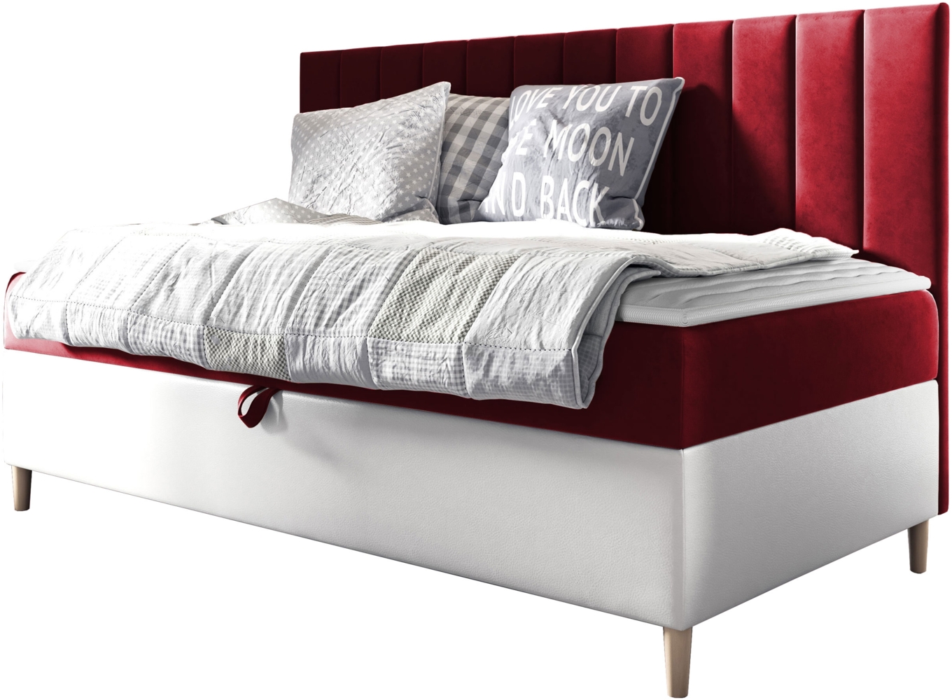 Boxspringbett Chapeni 'Junior 2' , rot, 100 x 200 cm Bild 1