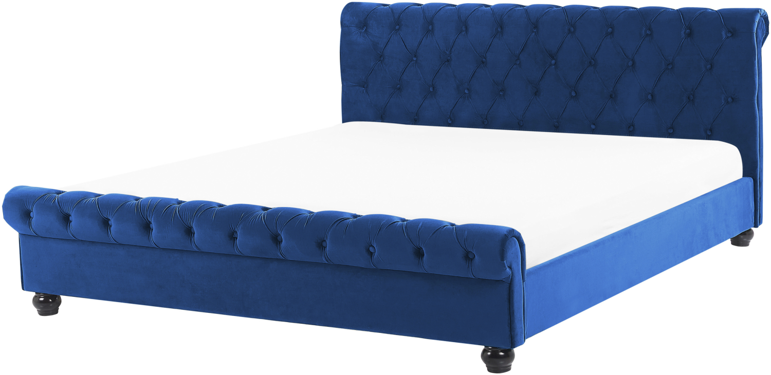 Wasserbett Samtstoff blau 180x200 cm AVALLON Bild 1