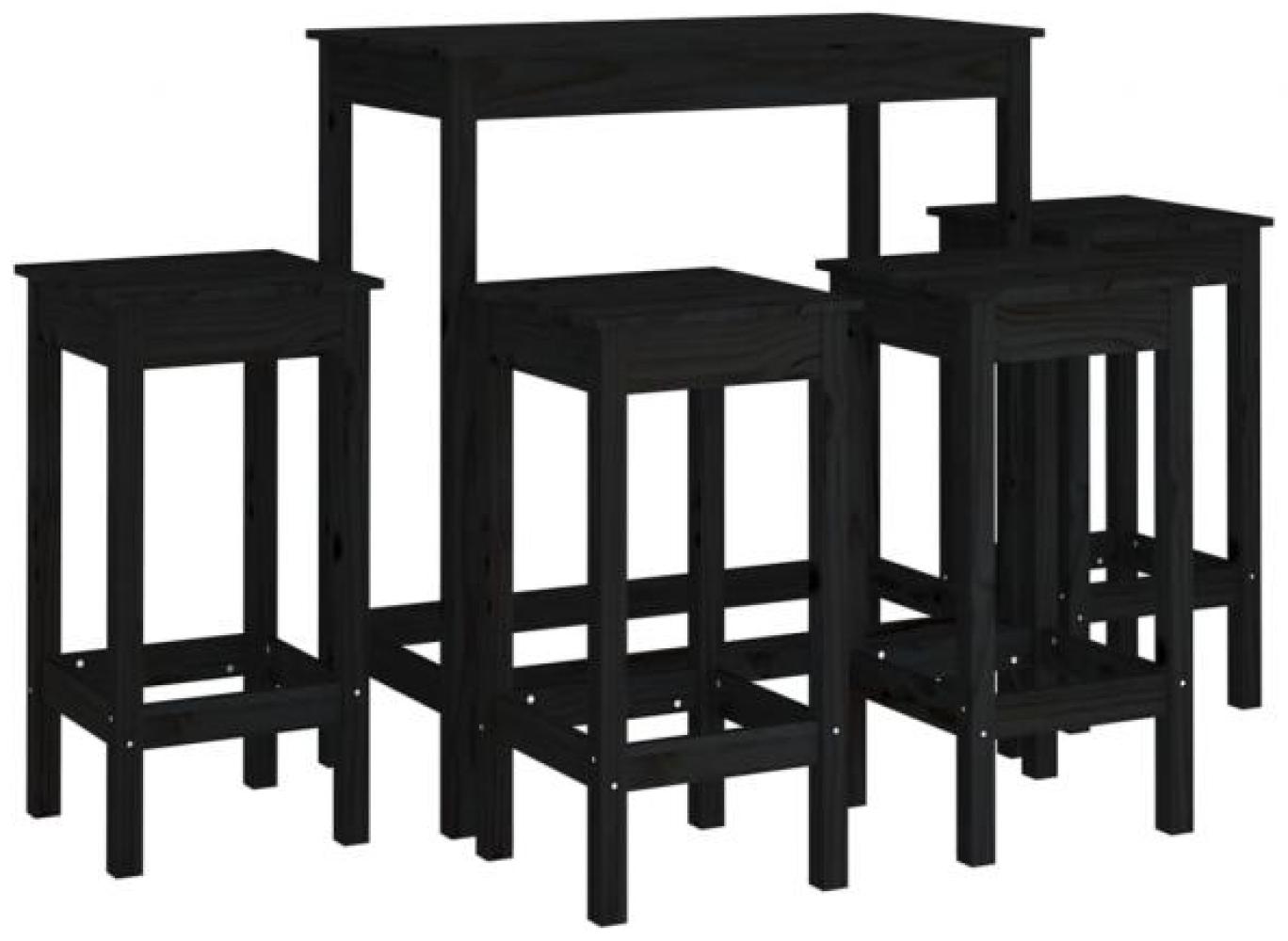 5-tlg. Bar-Set Schwarz Massivholz Kiefer [3124701] Bild 1