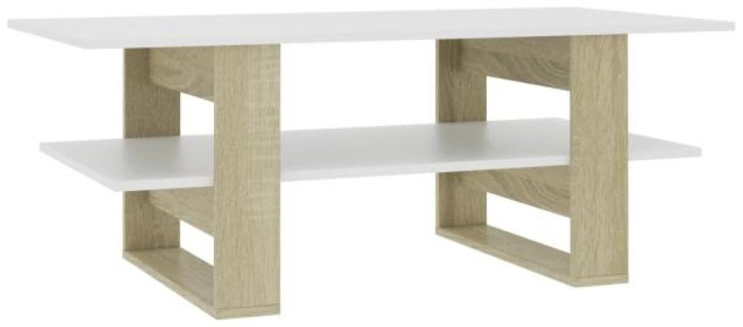 vidaXL Couchtisch Weiß Sonoma-Eiche 110×55×42 cm Spanplatte Bild 1