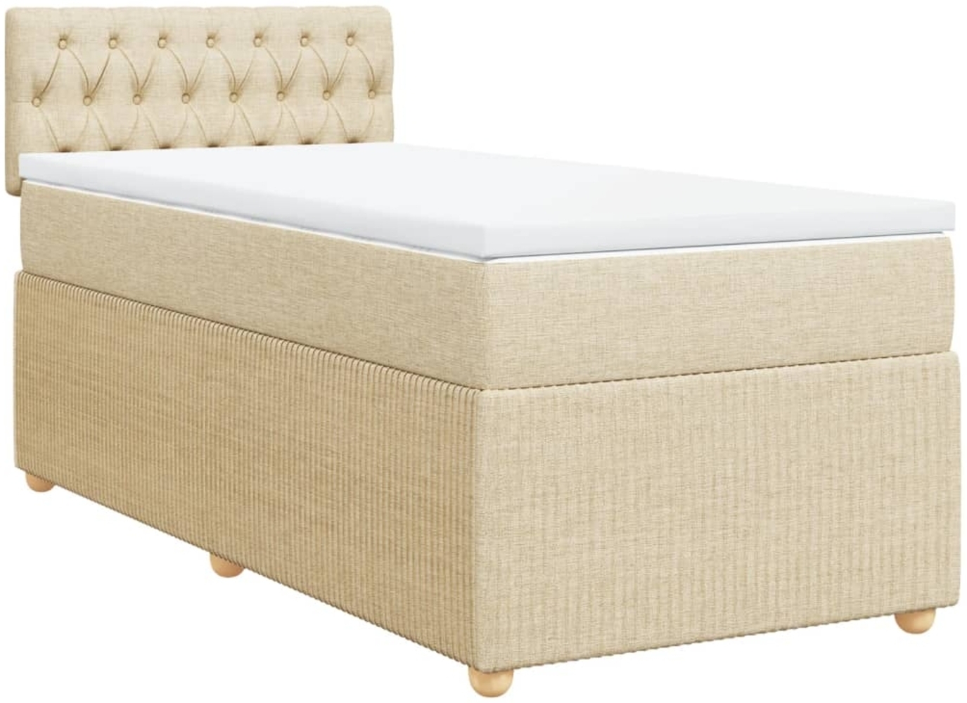 vidaXL Boxspringbett mit Matratze Creme 90x200 cm Stoff 3287351 Bild 1