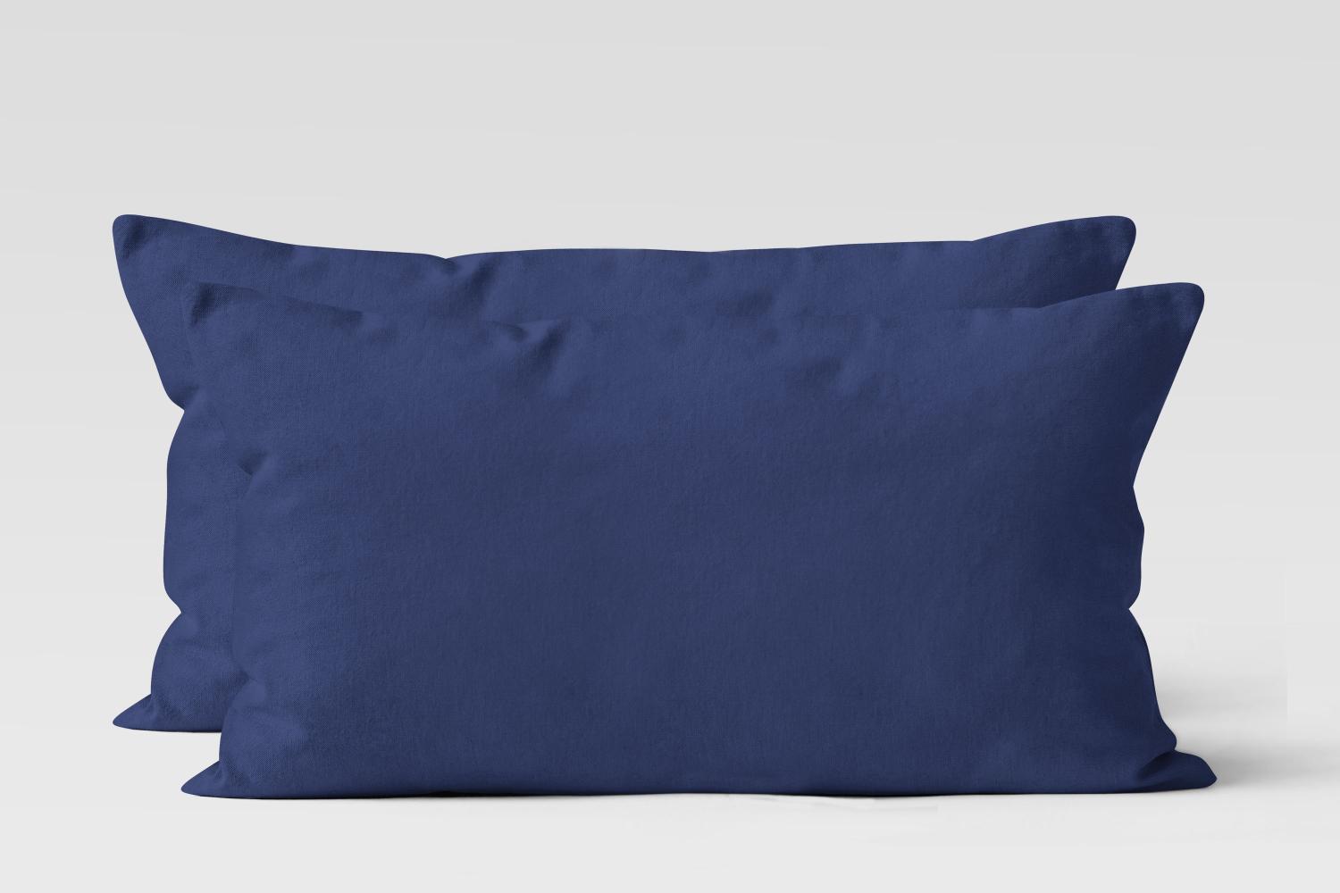 Müskaan - 2er Set Renforcé UNI Kissenhüllen Kopfkissen Garnitur 100% Baumwolle 40x80 cm navyblau Bild 1