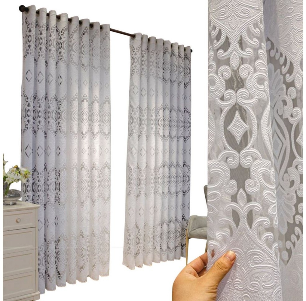 BYSURE Gardine, Ösen (2 St), halbtransparent, bestickter Vorhang Bild 1
