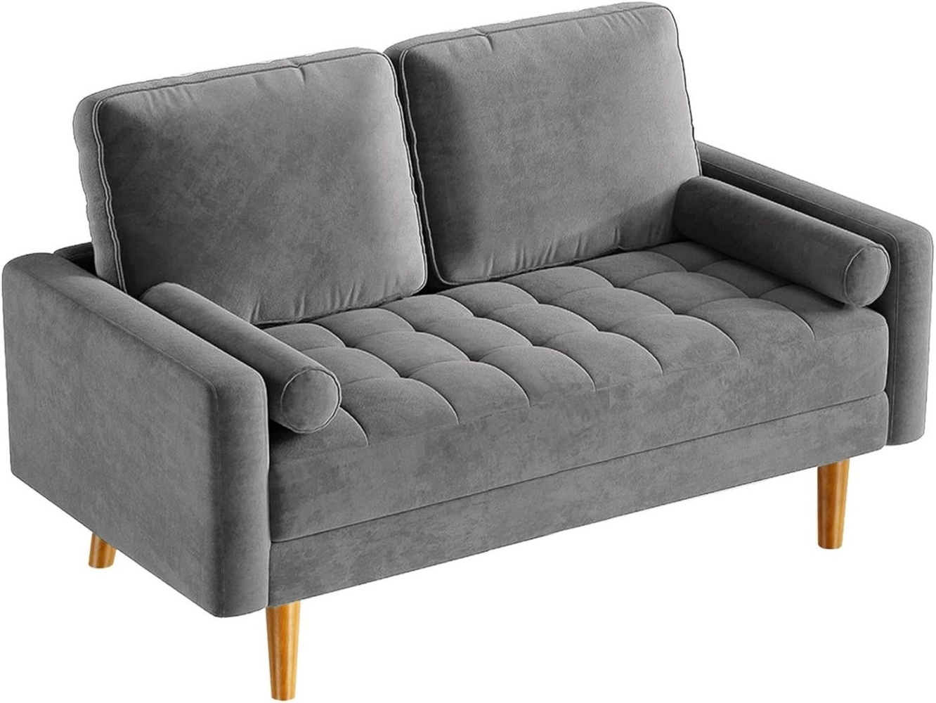 OUNUO Sofa 2 Sitzer Sofa 2er Samt Kleines Couch mit 2 Wurfkissen für Wohnzimmer Bild 1