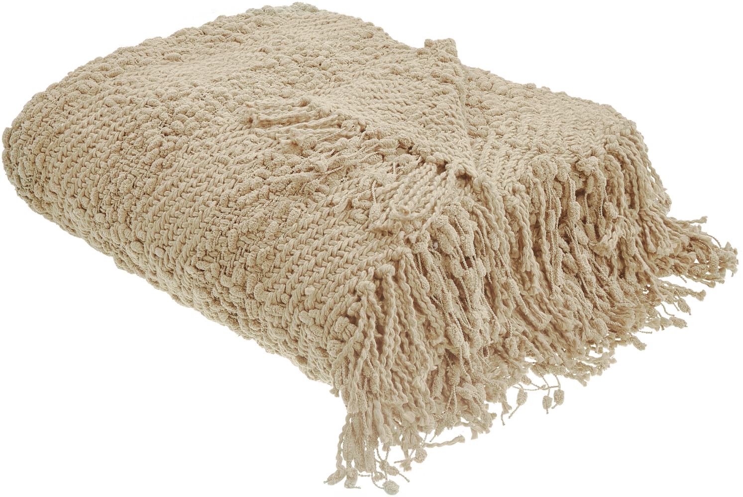 Kuscheldecke VELLA Baumwolle 190 x 230 cm Beige Bild 1