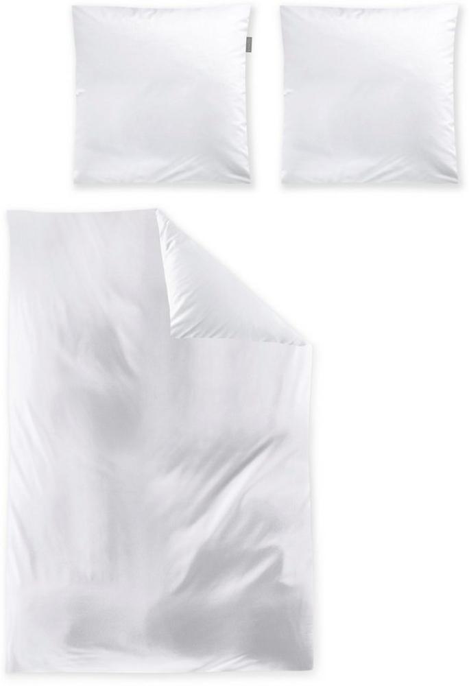 Irisette Mako-Satin uni Bettwäsche Set uni Paris 8000 weiss 200 x 220 cm + 2 x Kissenbezug 80 x 80 cm Bild 1