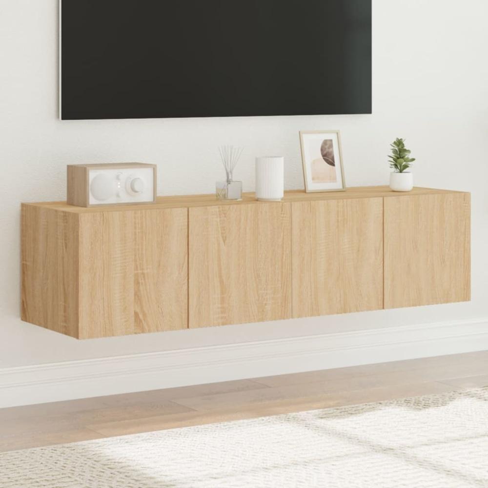 vidaXL TV-Wandschränke mit LED-Leuchten 2 Stk. Sonoma-Eiche 60x35x31cm 837272 Bild 1