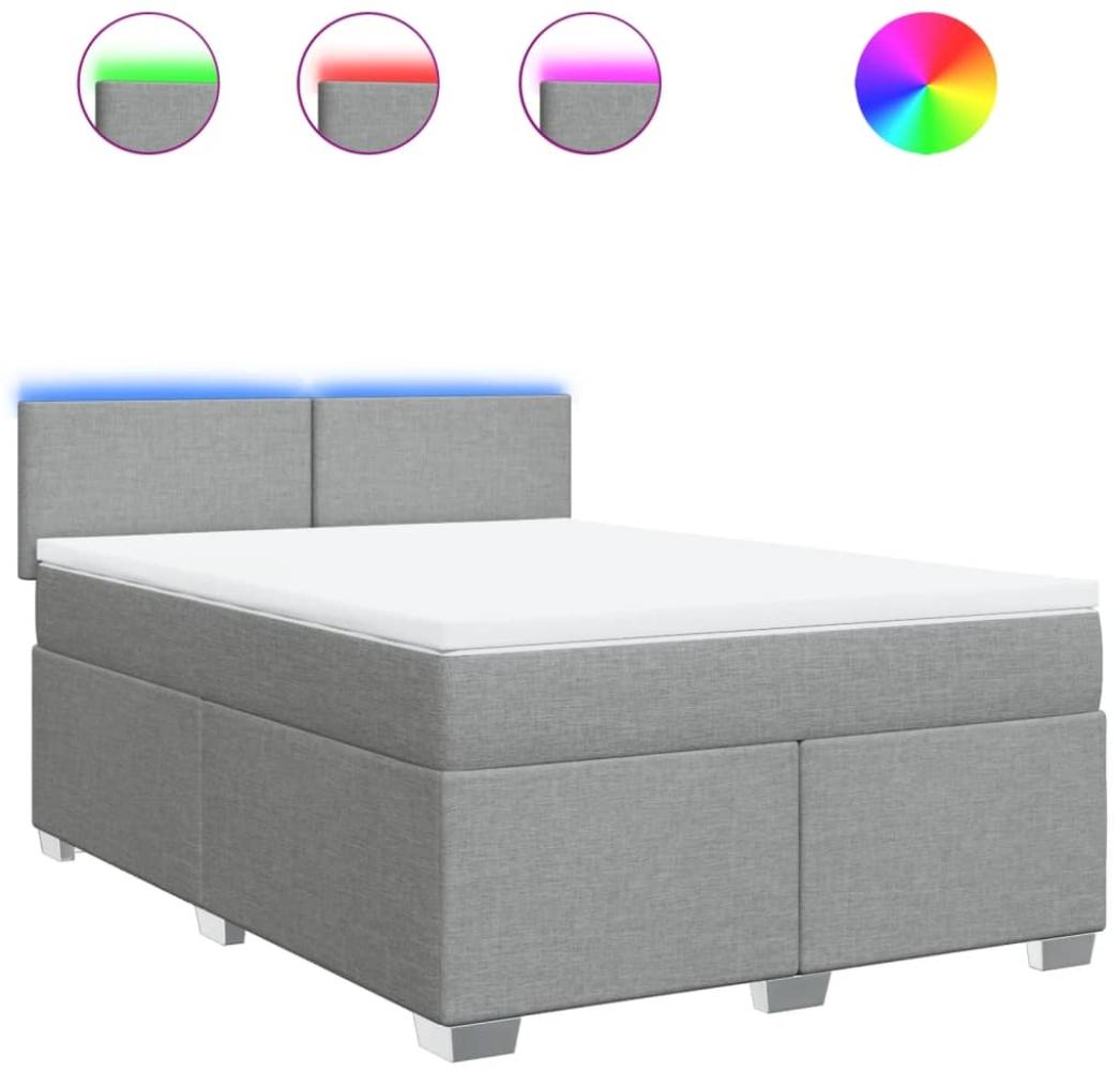 vidaXL Boxspringbett mit Matratze Hellgrau 160x200 cm Stoff 3288232 Bild 1