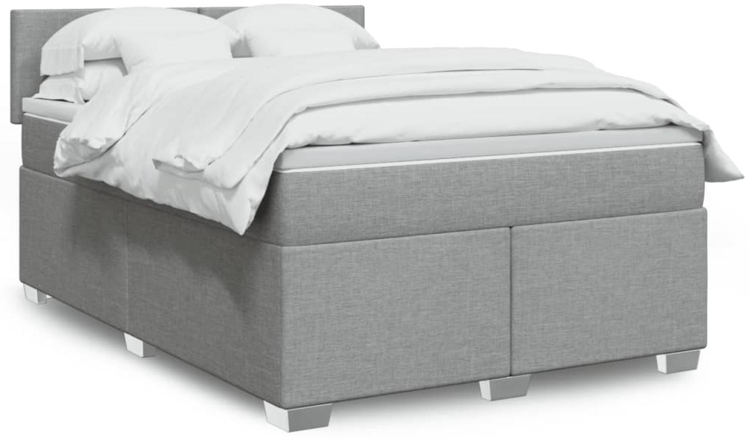 vidaXL Boxspringbett mit Matratze Hellgrau 160x200 cm Stoff 3288232 Bild 1