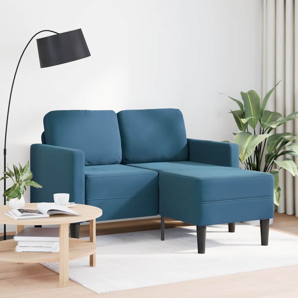 vidaXL 2-Sitzer-Sofa mit Chaiselongue L-Form Blau 125 cm Samt 4107068 Bild 1