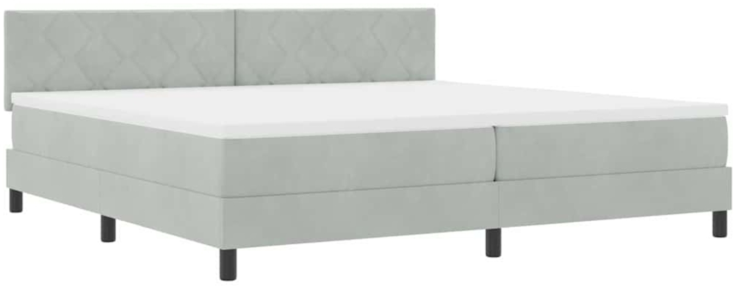 vidaXL LED Boxspringbett mit Matratze Hellgrau 200 x 200 cm Samt 3342740 Bild 1