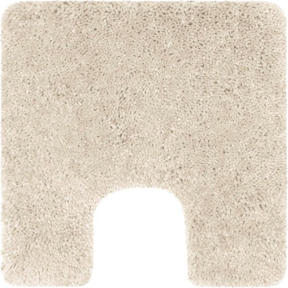 Spirella Badteppich Badematte Duschvorleger Mikrofaser Hochflor | flauschig | rutschhemmend | geeignet für Fußbodenheizung | 55x55 cm mit WC Ausschnitt | Beige Bild 1