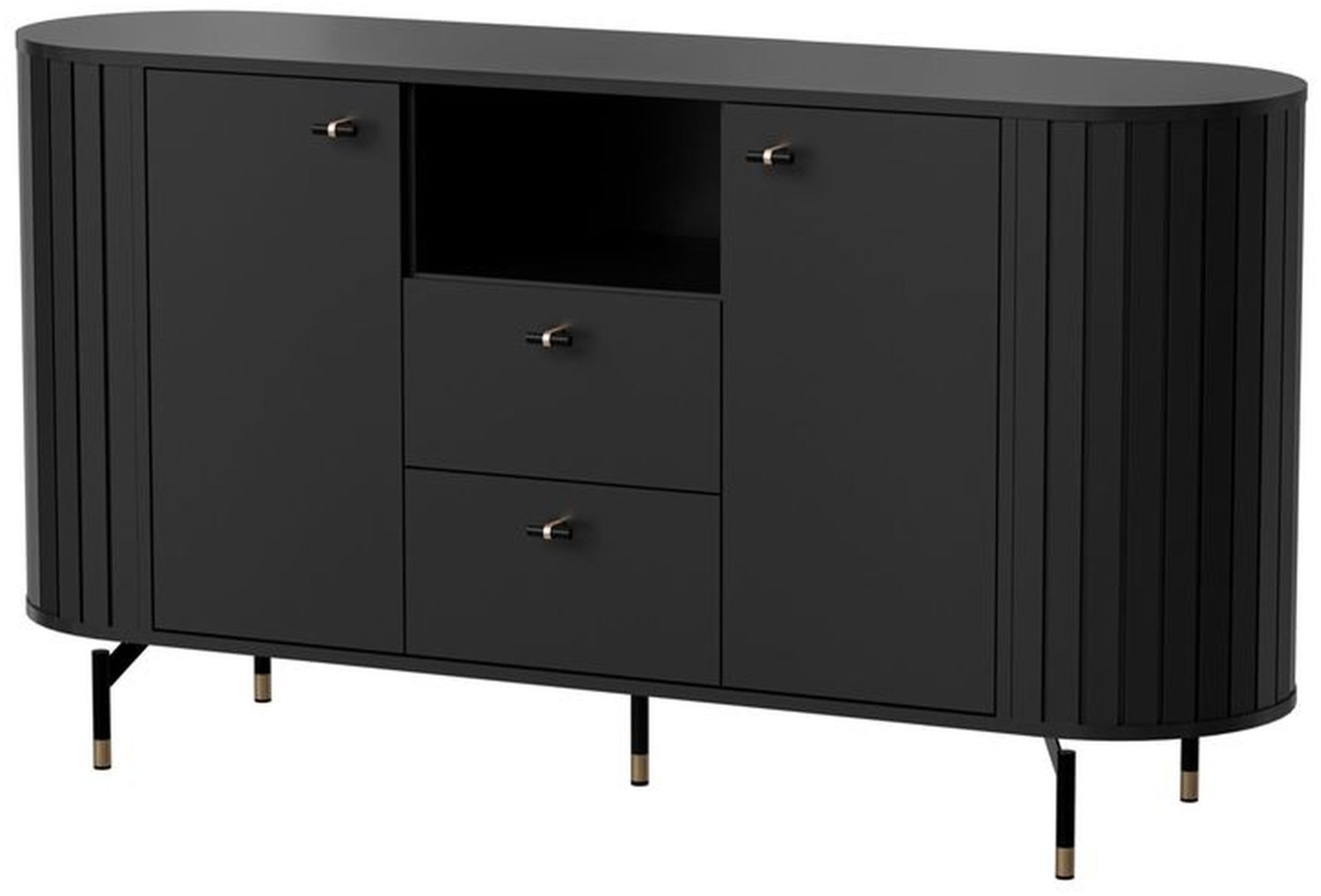 Selsey 'Zante' Sideboard 2-türig mit 2 Schubladen, schwarz, ca. 81 x 150 x 40 cm Bild 1