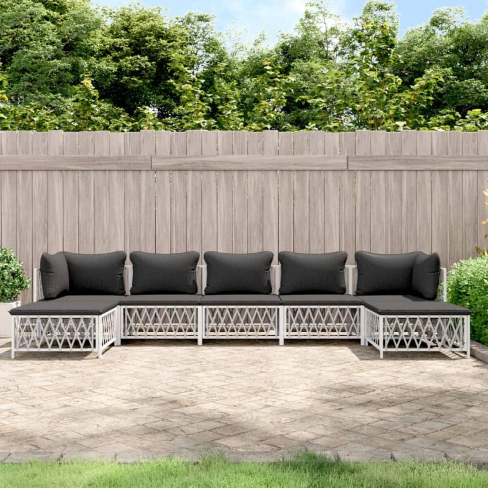 vidaXL 7-tlg. Garten-Lounge-Set mit Kissen Weiß Stahl 3186904 Bild 1