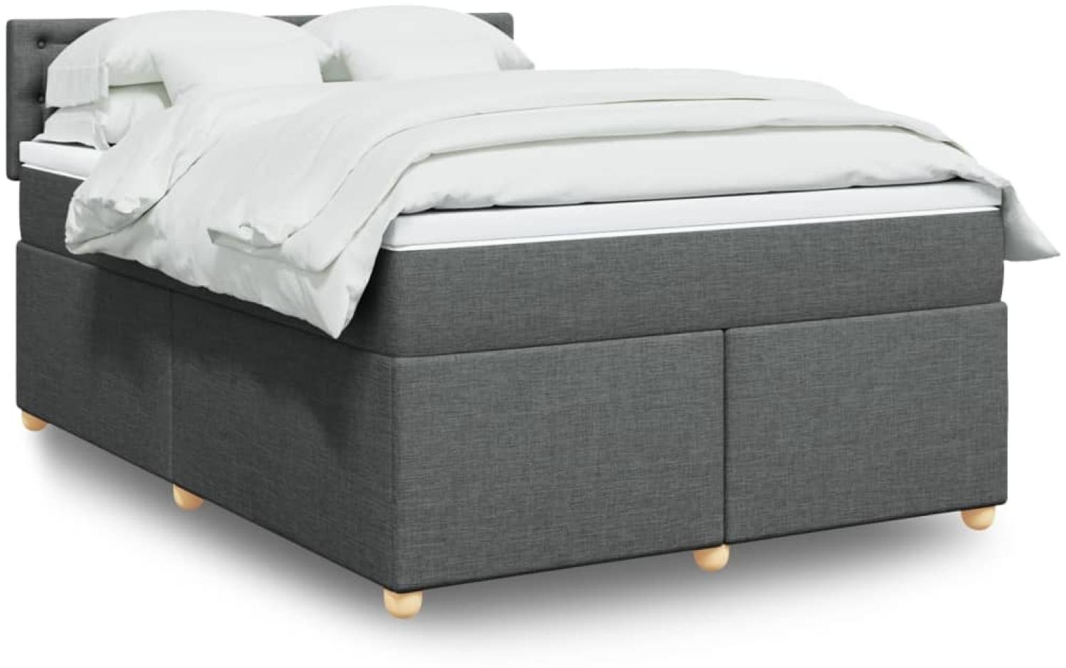 vidaXL Boxspringbett mit Matratze Dunkelgrau 140x190 cm Stoff 3288990 Bild 1