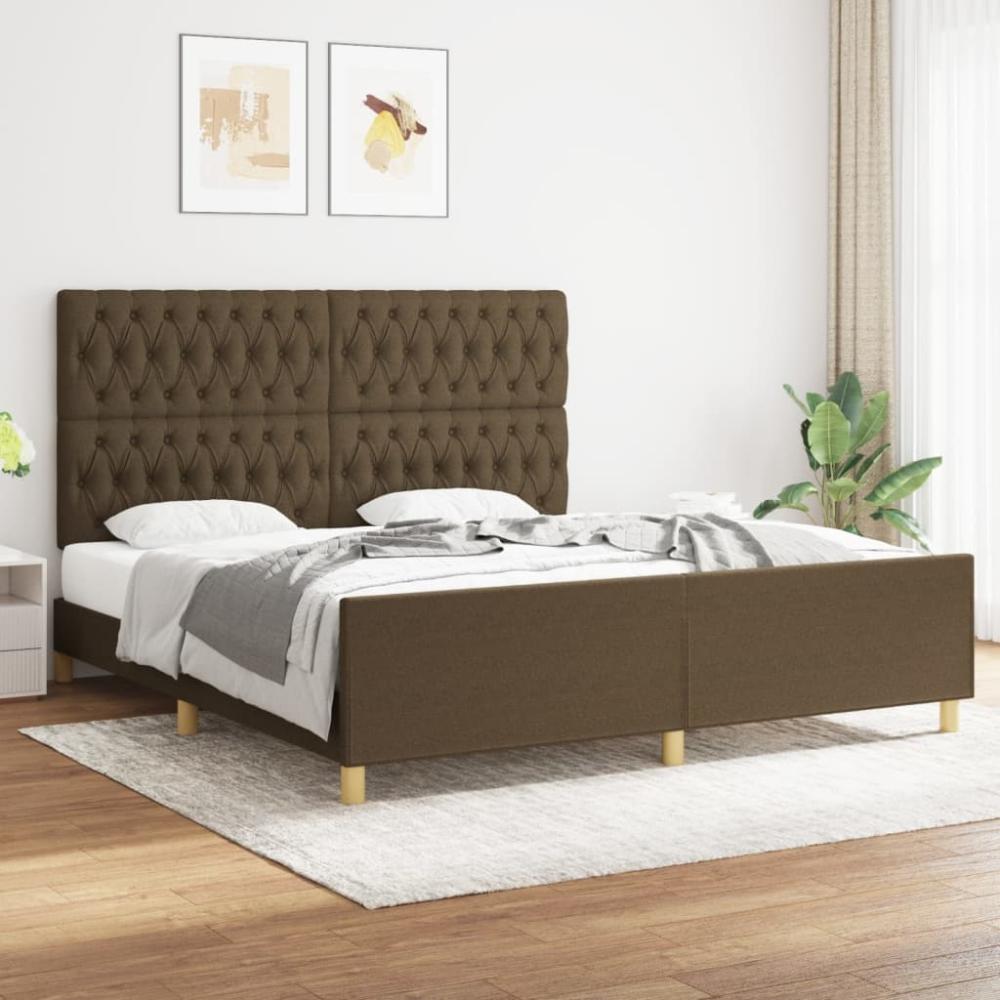 Doppelbett mit Kopfteil Stoff Dunkelbraun 180 x 200 cm [3125319] Bild 1