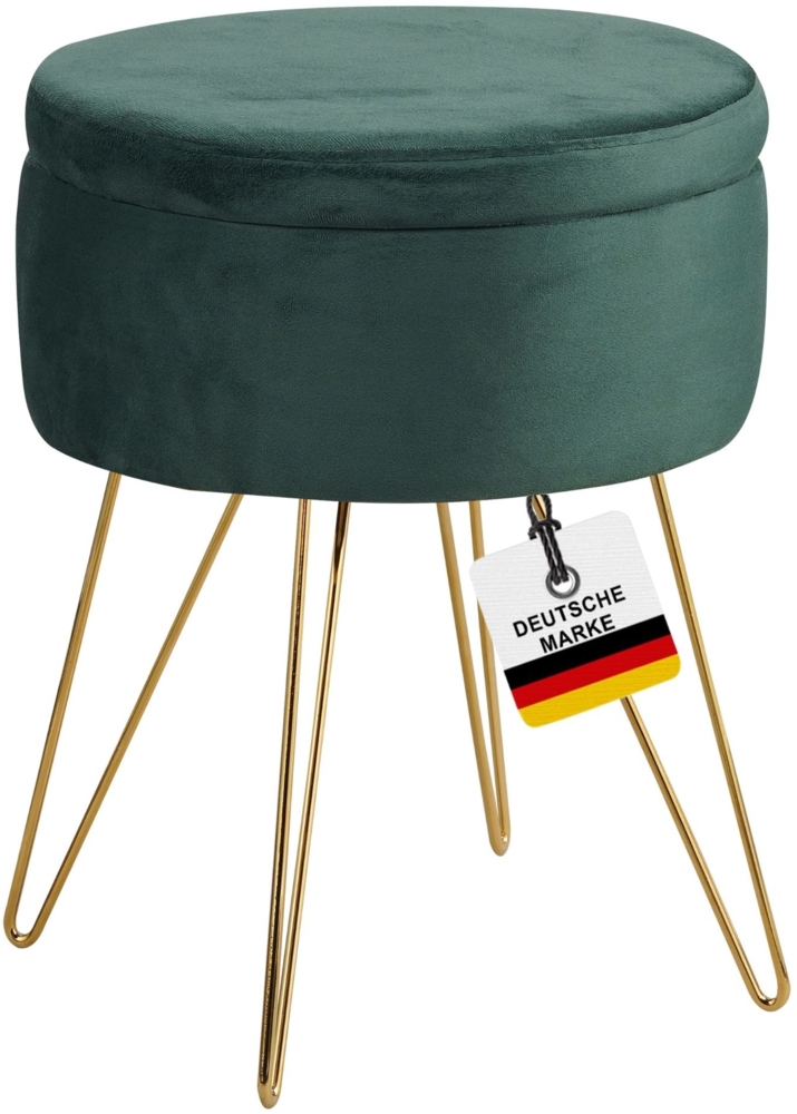 Albatros Hocker mit Stauraum Cannes Sitzhocker mit Stauraum, Modernes Design, Edler Samt-Bezug Sitztruhe Sitzbank mit Stauraum  optimal als Fußhocker Hocker Schminktisch, Grün Bild 1