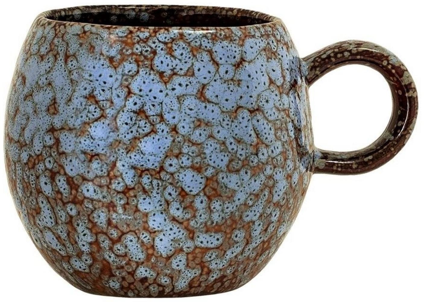 Bloomingville Tasse Paula Cup, Blue, Stoneware, 275ml Keramik Kaffeetasse Teetasse dänisches Design, braun/blau Bild 1