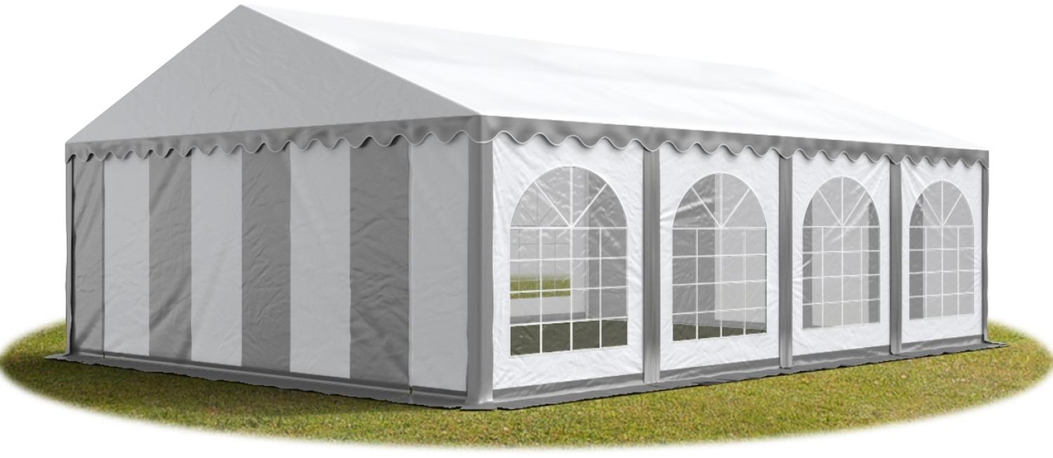 TOOLPORT Festzelt Partyzelt 6x8 m PREMIUM, hochwertige PVC Plane 750 N in grau-weiß 100% wasserdicht mit Bodenrahmen Bild 1