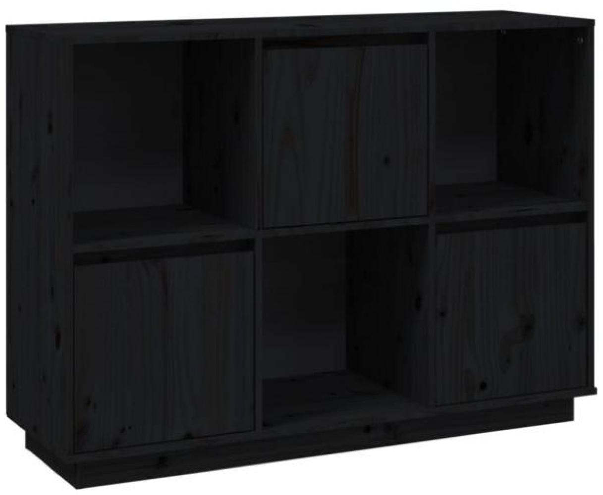 Sideboard Schwarz 110,5 x 35 x 80 cm Massivholz Kiefer Bild 1
