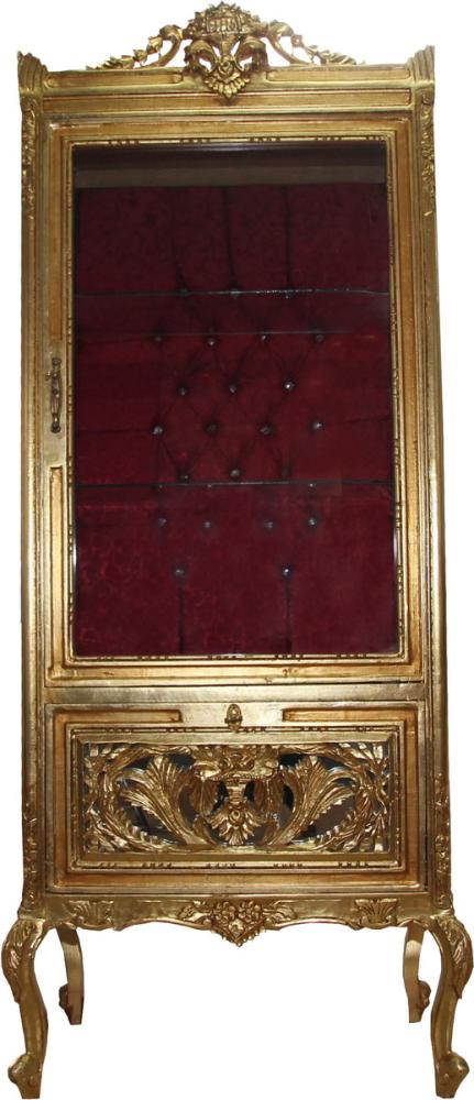 Casa Padrino Barock Vitrine Gold / Bordeaux - Vitrinenschrank - Wohnzimmerschrank Glasvitrine - Antik Look Bild 1