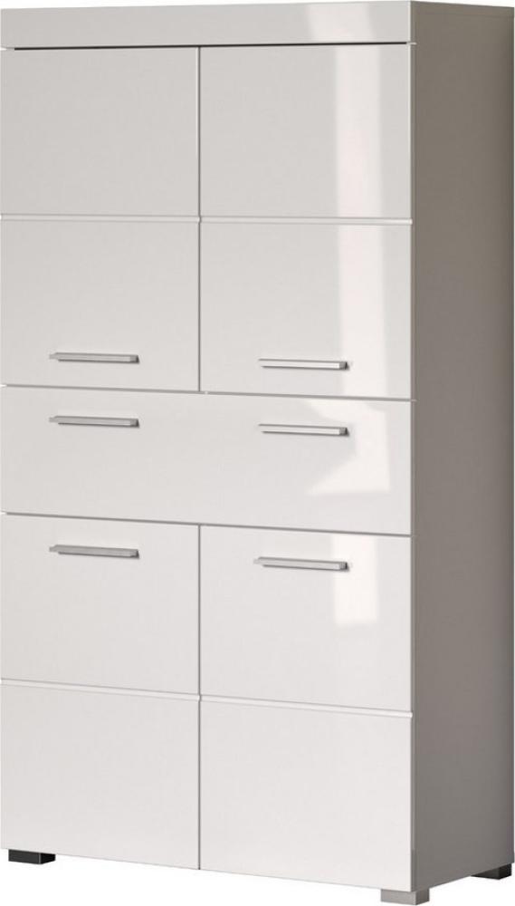 trendteam Midischrank Amanda (Schrank in weiß Hochglanz, 4-türig, 73 x 132 cm) mit viel Stauraum Bild 1