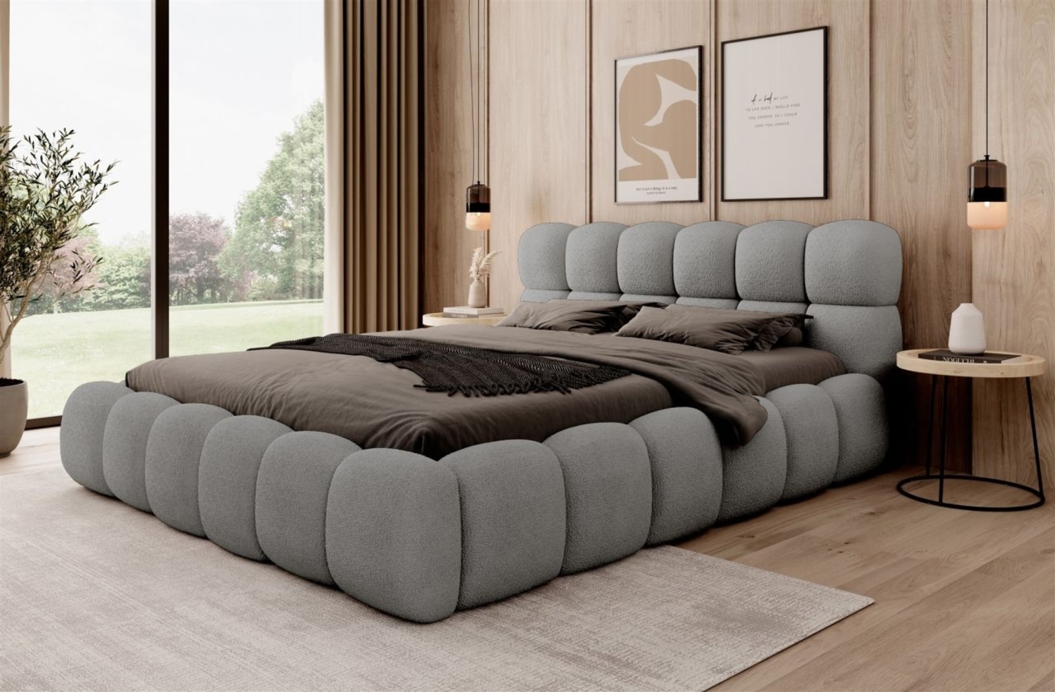 Polsterbett Bett AURELIA 160x200cm in Stoff Ascot Grau / Speed Bild 1