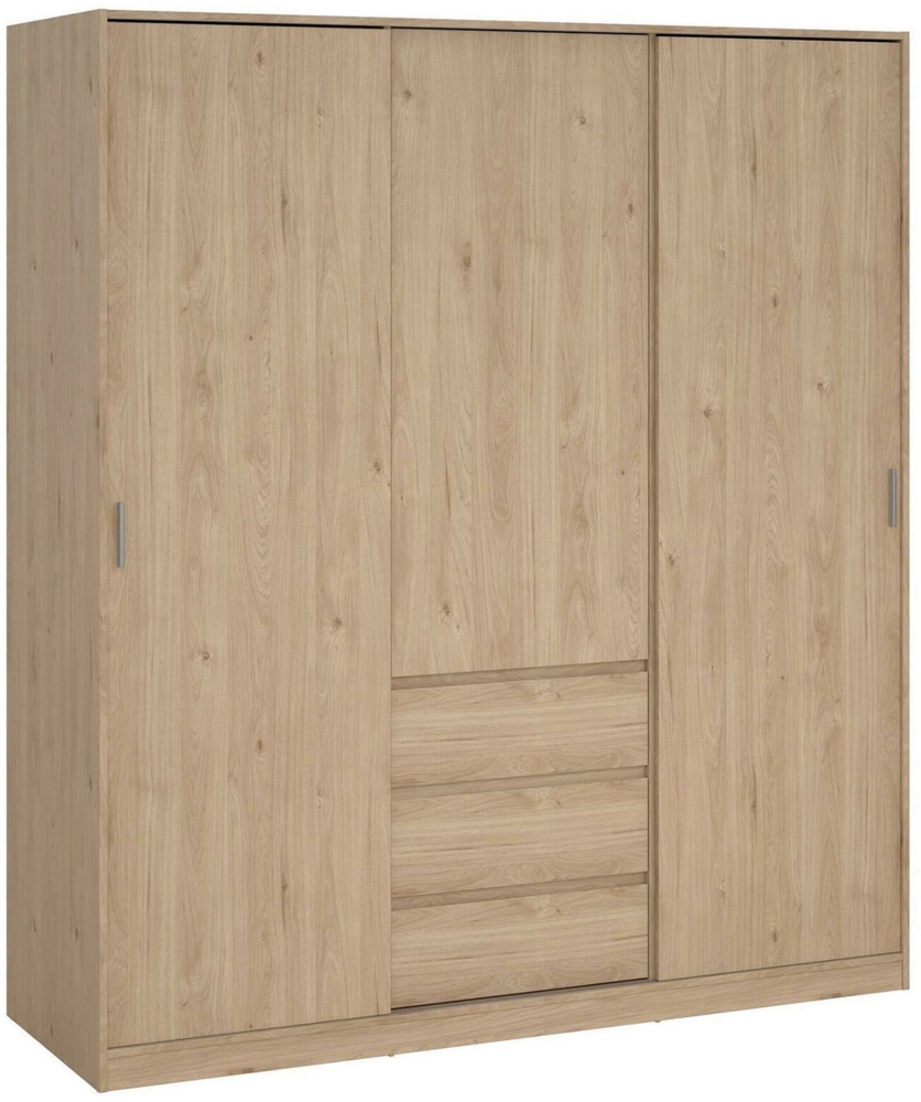 Dmora Kleiderschrank 3 Türen Mathieu, Schlafzimmermöbel, Schrank, Garderobe, 177x60 h200 cm, Eiche Bild 1