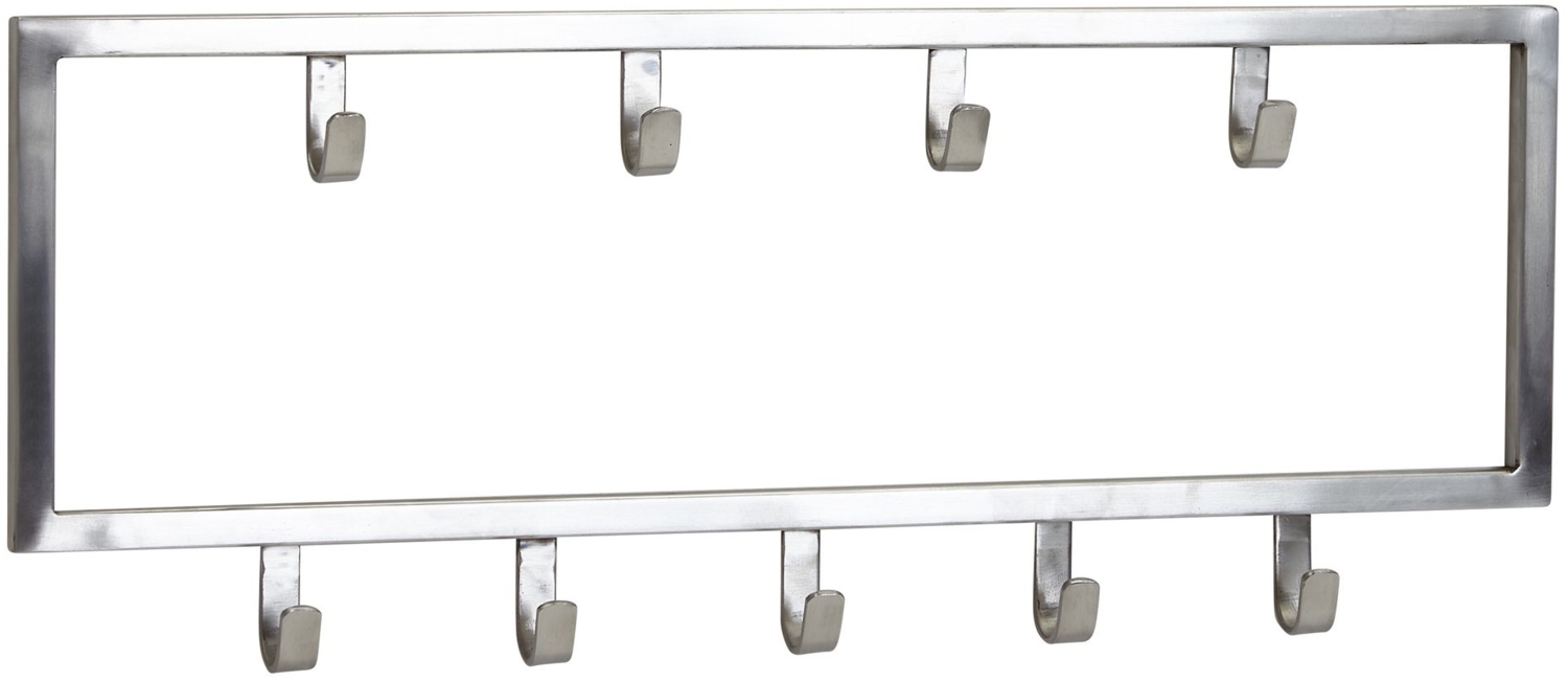 Kadima Design Wandgarderobe aus poliertem Stahl in Silber, Platzsparendes, stilvolles Wohnaccessoire. 50x4x20 cm Bild 1