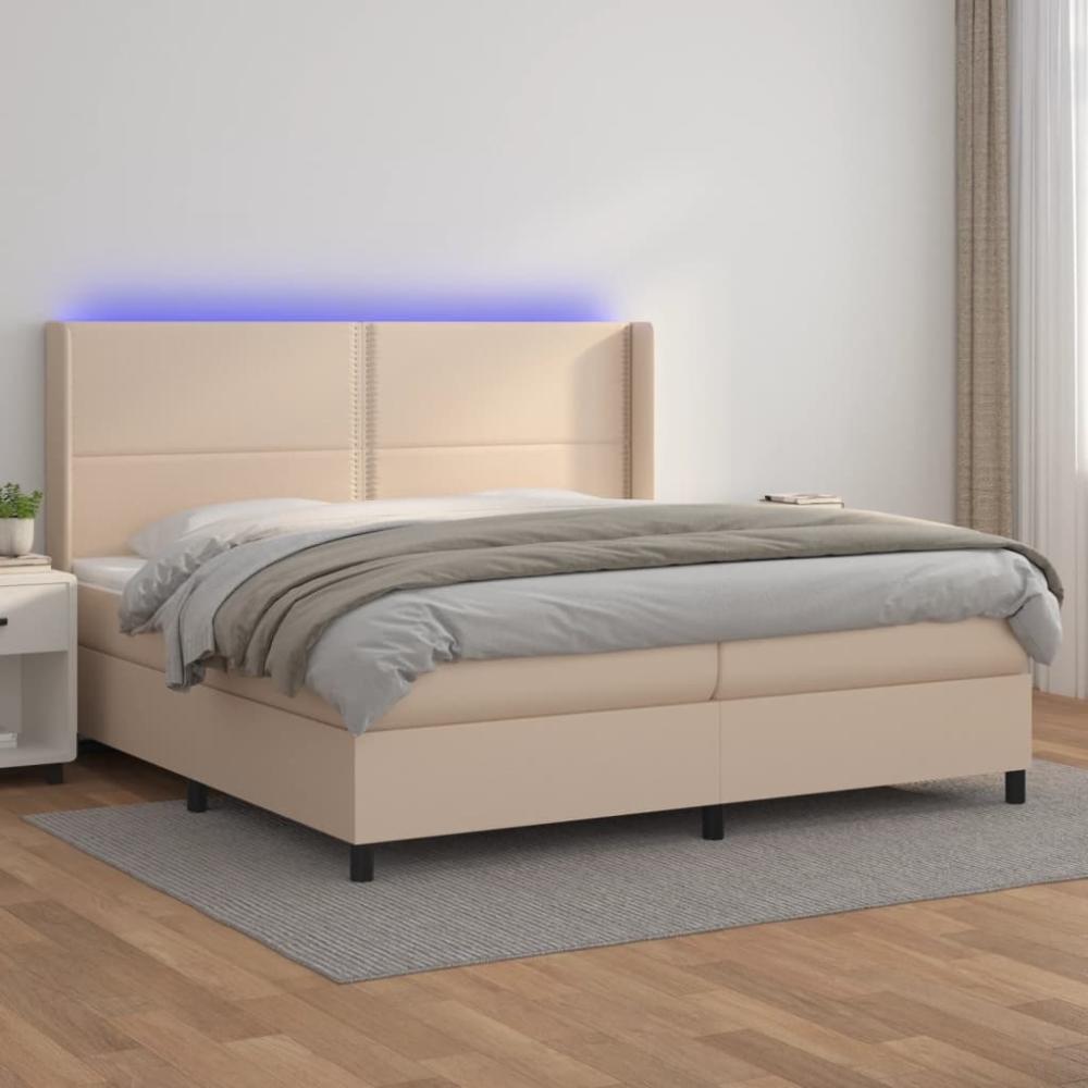 vidaXL Polsterbett mit Matratze & LED Cappuccino-Braun 200x200cm, Härtegrad: H2 [3139348] Bild 1