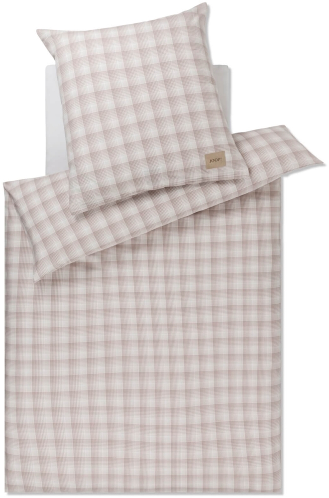 JOOP! Bettwäsche Soft Checks 45000 07 Cream Flanell 155 x 220 + 80 x 80 cm Bild 1