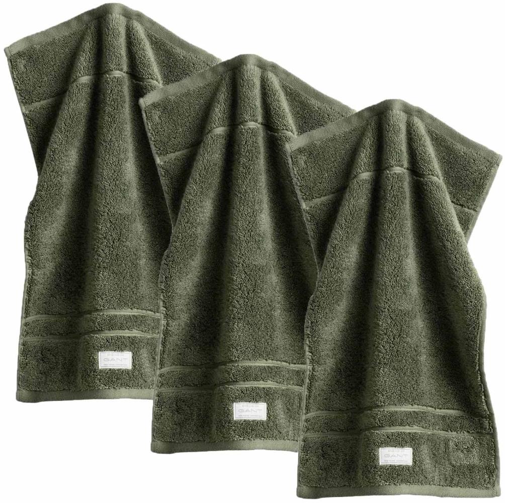 GANT Gästetuch, 3er Pack - Organic Premium Towel, Handtuch, Frottee Grün 30x50cm Bild 1