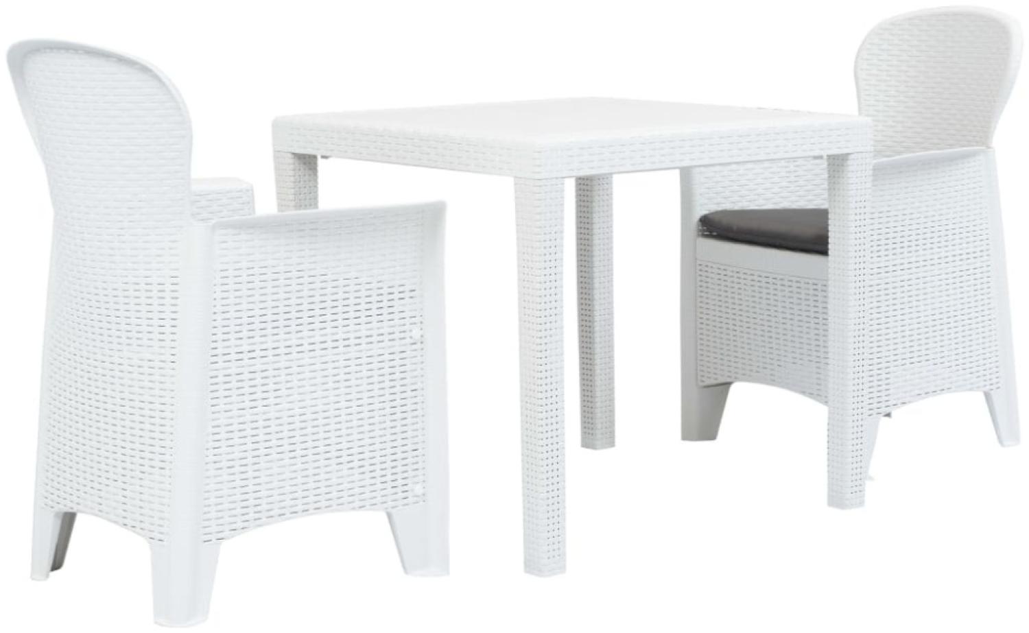 vidaXL 3-tlg. Bistro-Set Kunststoff Weiß Rattan-Optik 276107 Bild 1