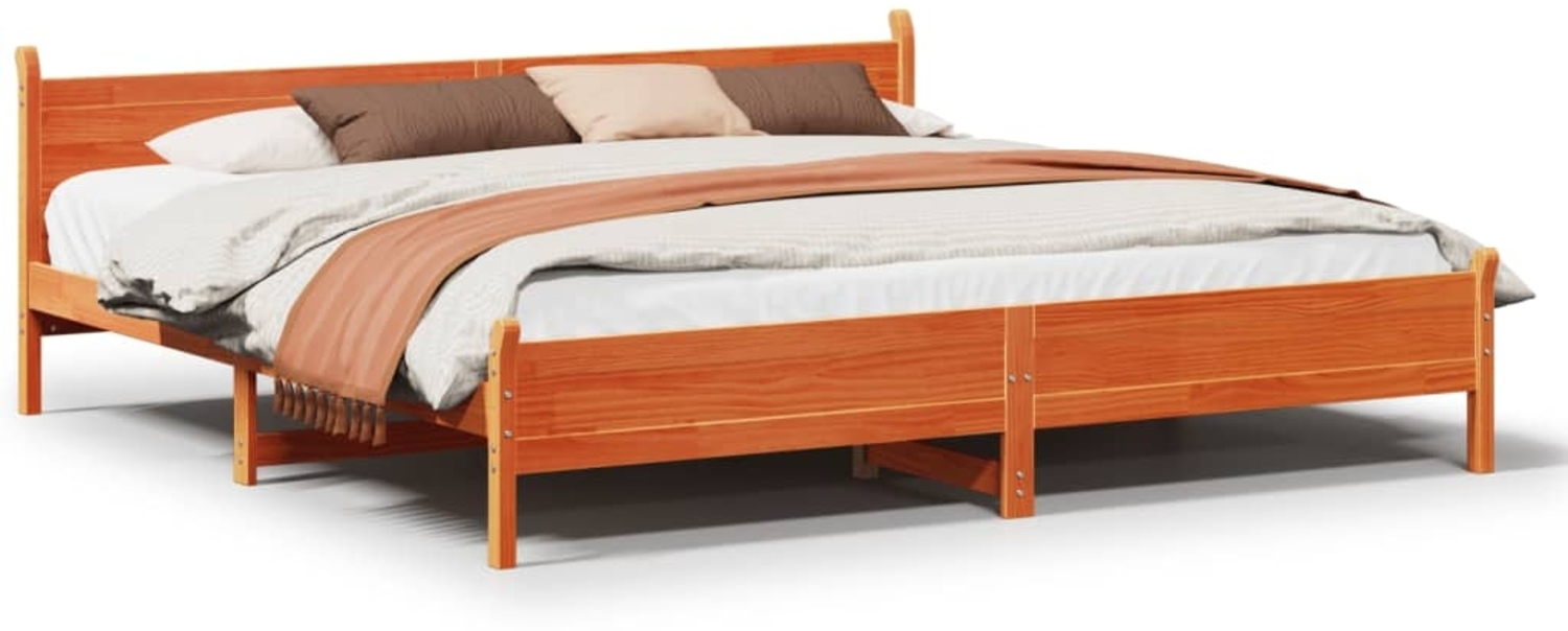 vidaXL Massivholzbett ohne Matratze Wachsbraun 200x200 Kiefernholz 3309724 Bild 1
