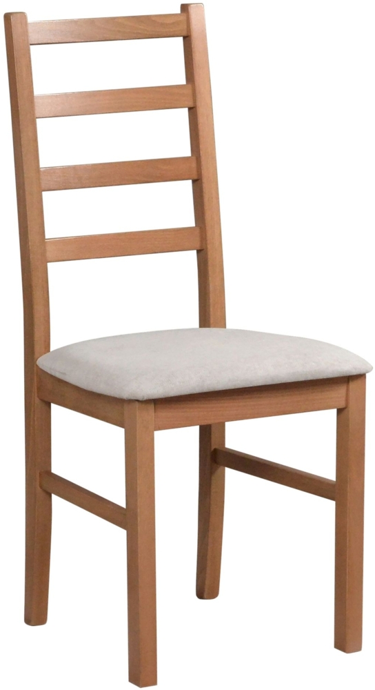 Selsey 'Nicella' Esszimmerstuhl mit Polstersitz, Hellgrau/Nussbaumoptik Bild 1
