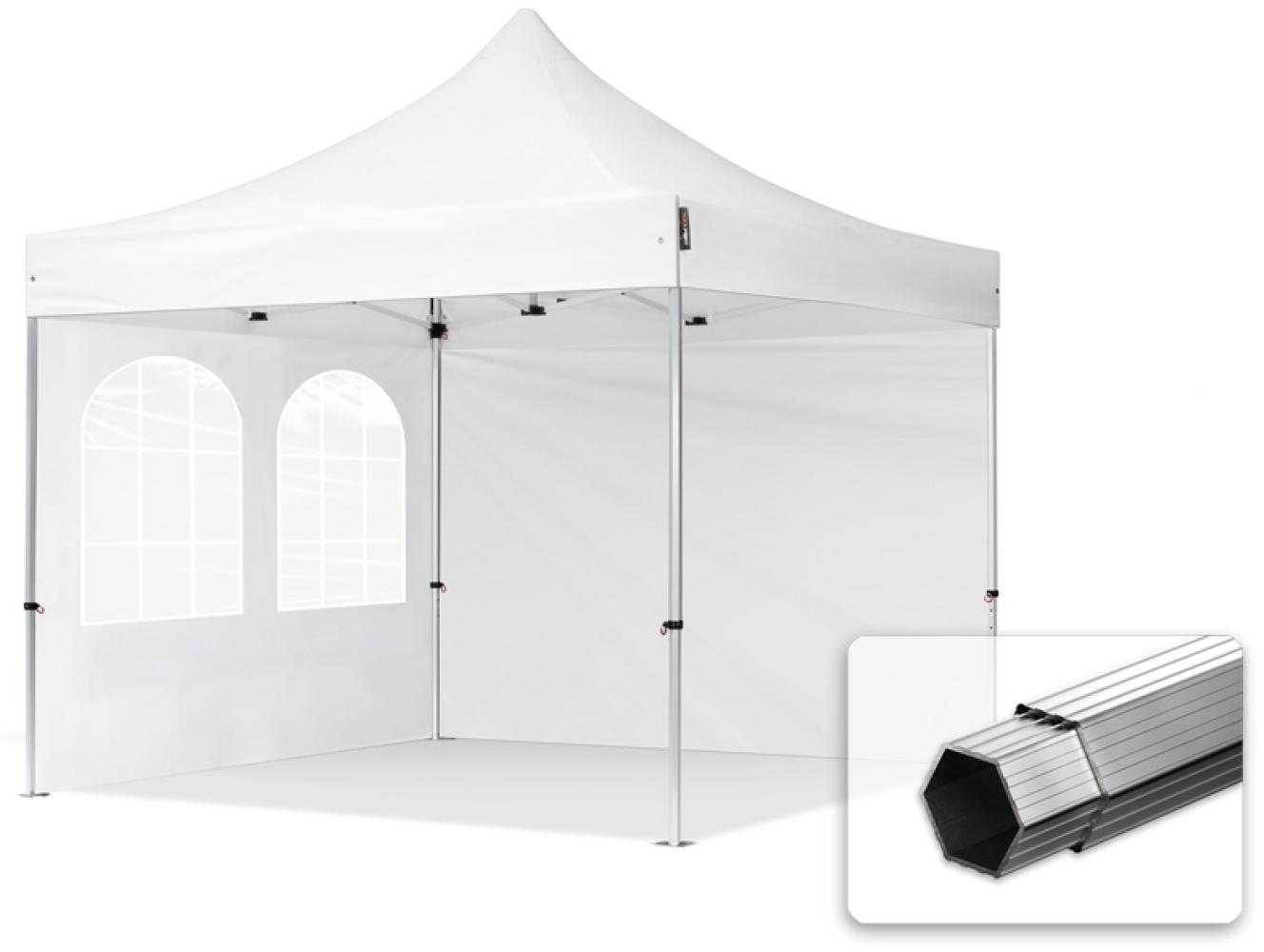 3x3 m Faltpavillon PROFESSIONAL Alu 40mm, Seitenteile mit Sprossenfenstern, weiß Bild 1