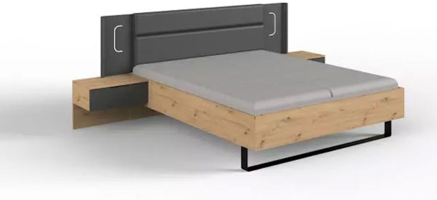 Bettanlage Shanghai Doppelbett 180x200cm graphit artisan eiche Bild 1