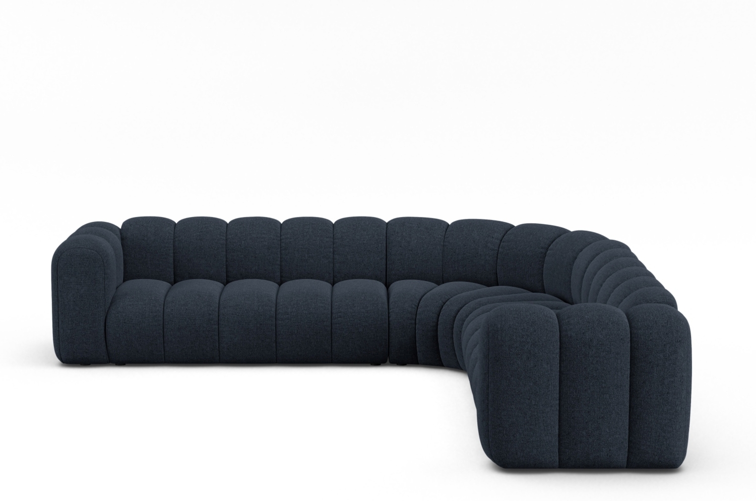 Micadoni symmetrisches Ecksofa Lupine 5-Sitzer Chenille Eden Marineblau Bild 1