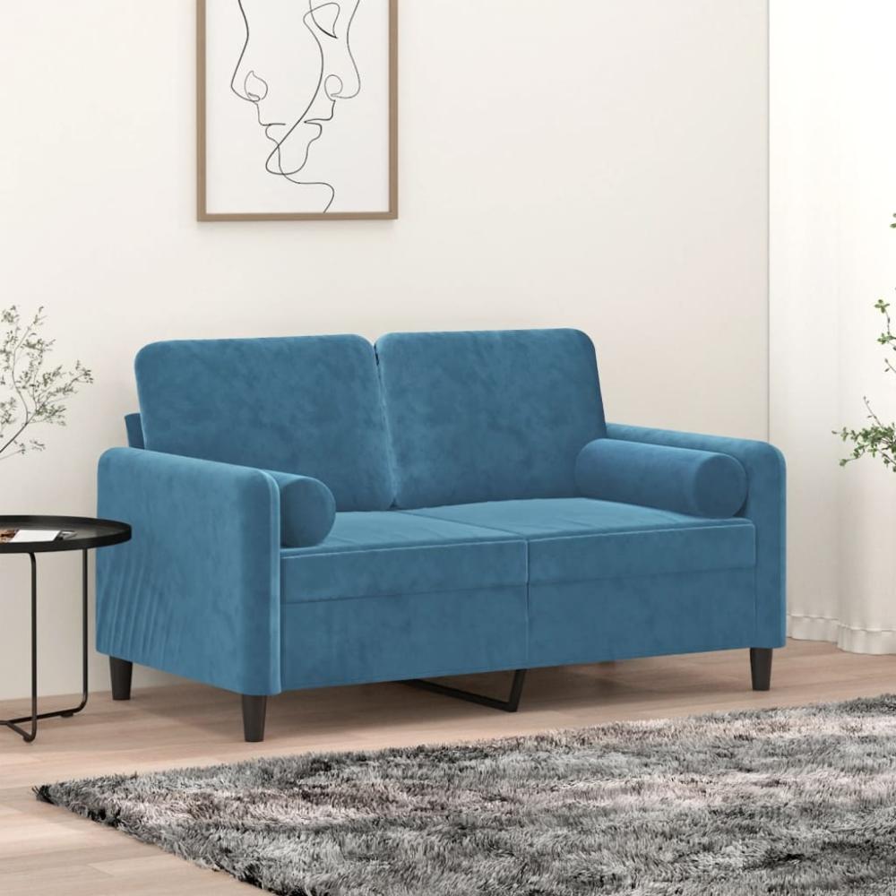 vidaXL Zierkissen 2 Stk. Blau Ø15x50 cm Samt 349518 Bild 1