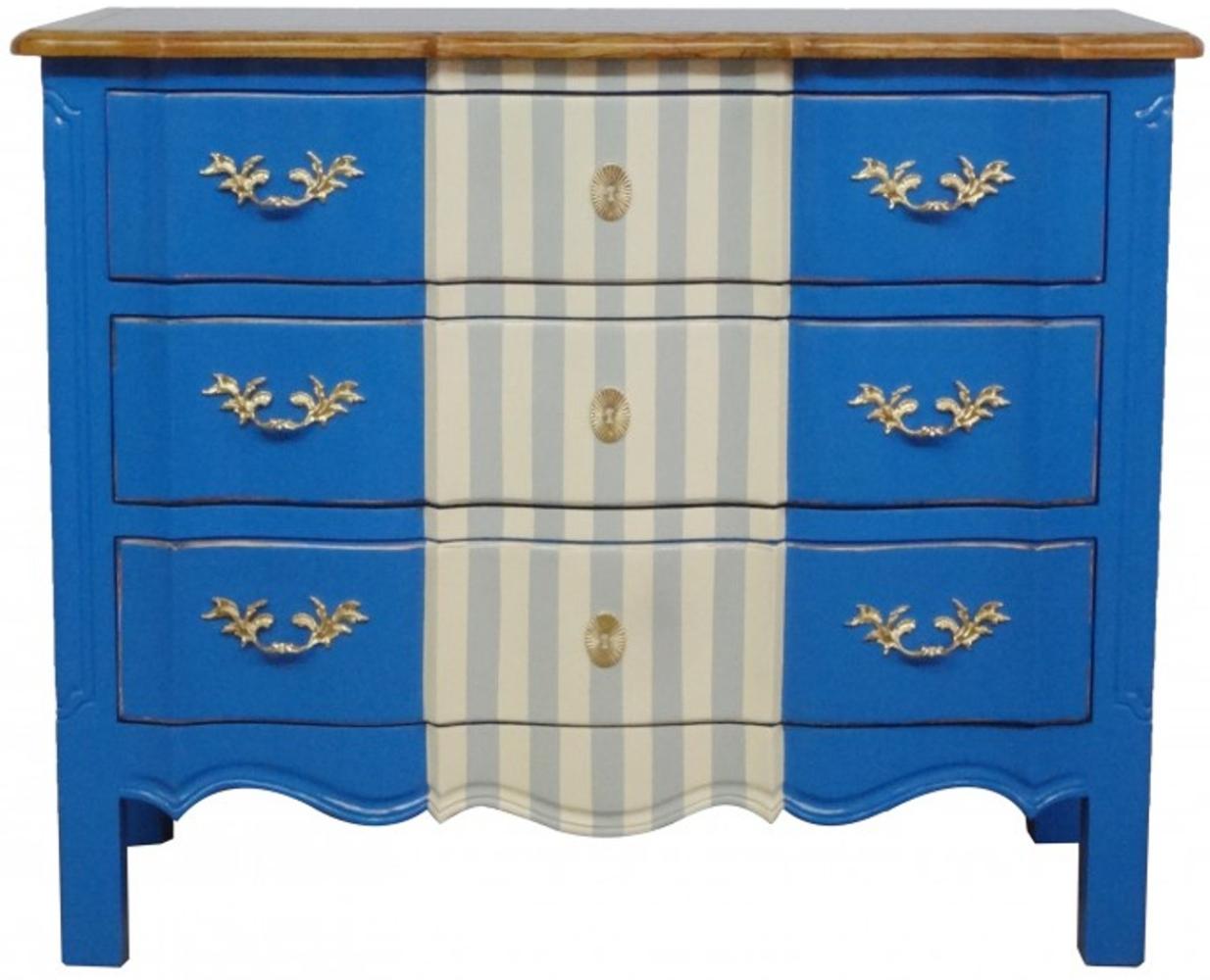 Casa Padrino Barock Kommode Blau / Weiß Grau / Holzfarben 105 cm Bild 1