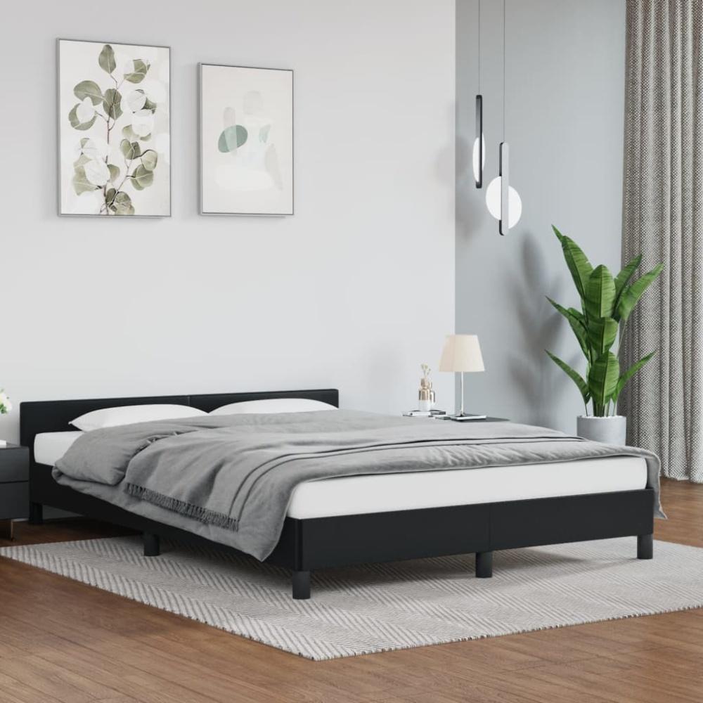 vidaXL Bettgestell mit Kopfteil ohne Matratze Schwarz 140x190 cm 347495 Bild 1