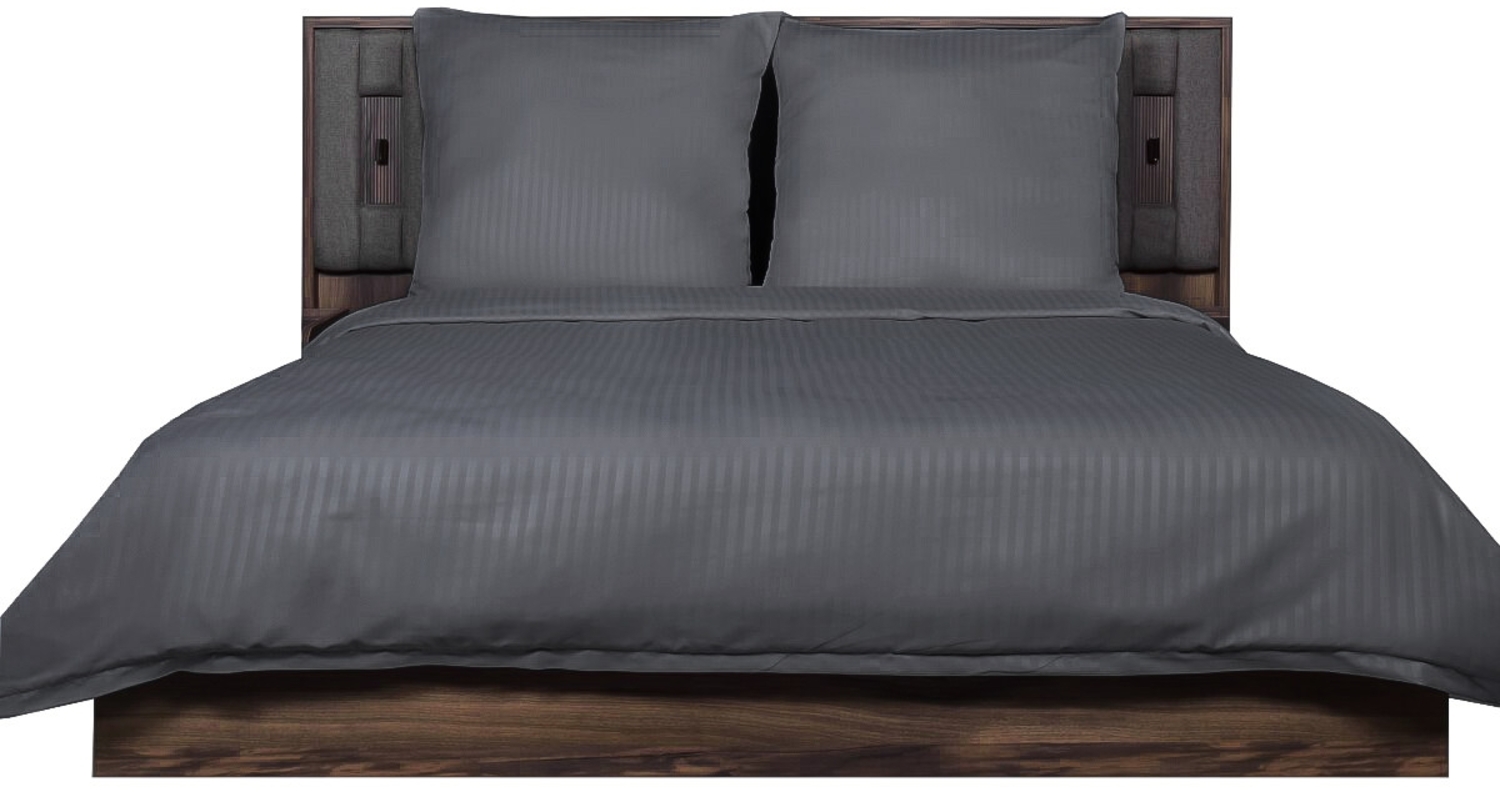 Deluxe Bettwäsche aus Mikrofaser - 155 x 220 cm mit 40 x 80 cm Kissenbezug - Anthrazit Bild 1