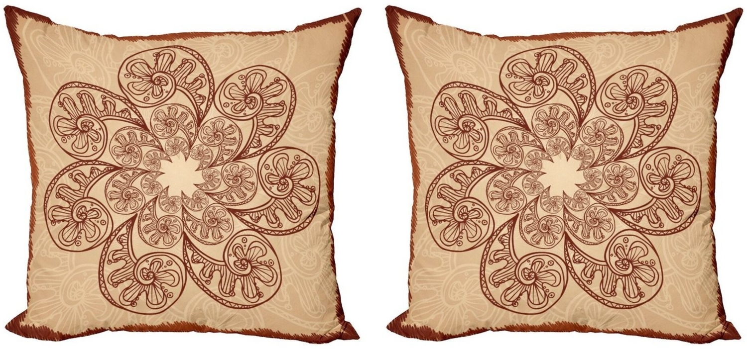 Abakuhaus Kissenbezüge Modern Accent Doppelseitiger Digitaldruck, (2 Stück), Brown Mandala Kreise Zentangle Bild 1